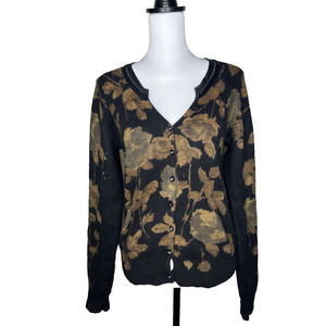 Vintage Camellia Boutique Angora Rabbit Hair Y2K Floral Cardigan Diamond Buttons